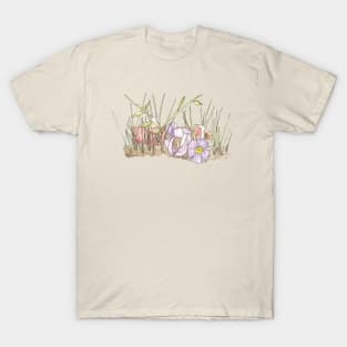 Garden Snails, a Brick and some Pansies. T-Shirt